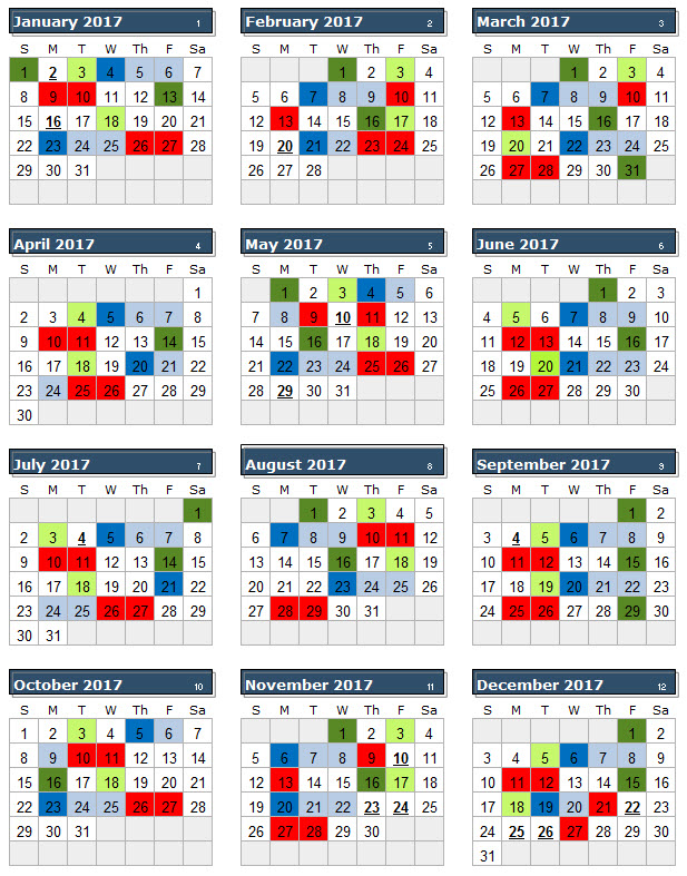 2017 Federal Leave Calendar ~ Excel Templates